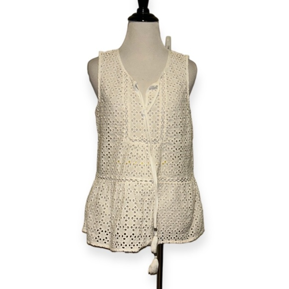 Anthropologie meadow rue women’s large white eyelet blouse